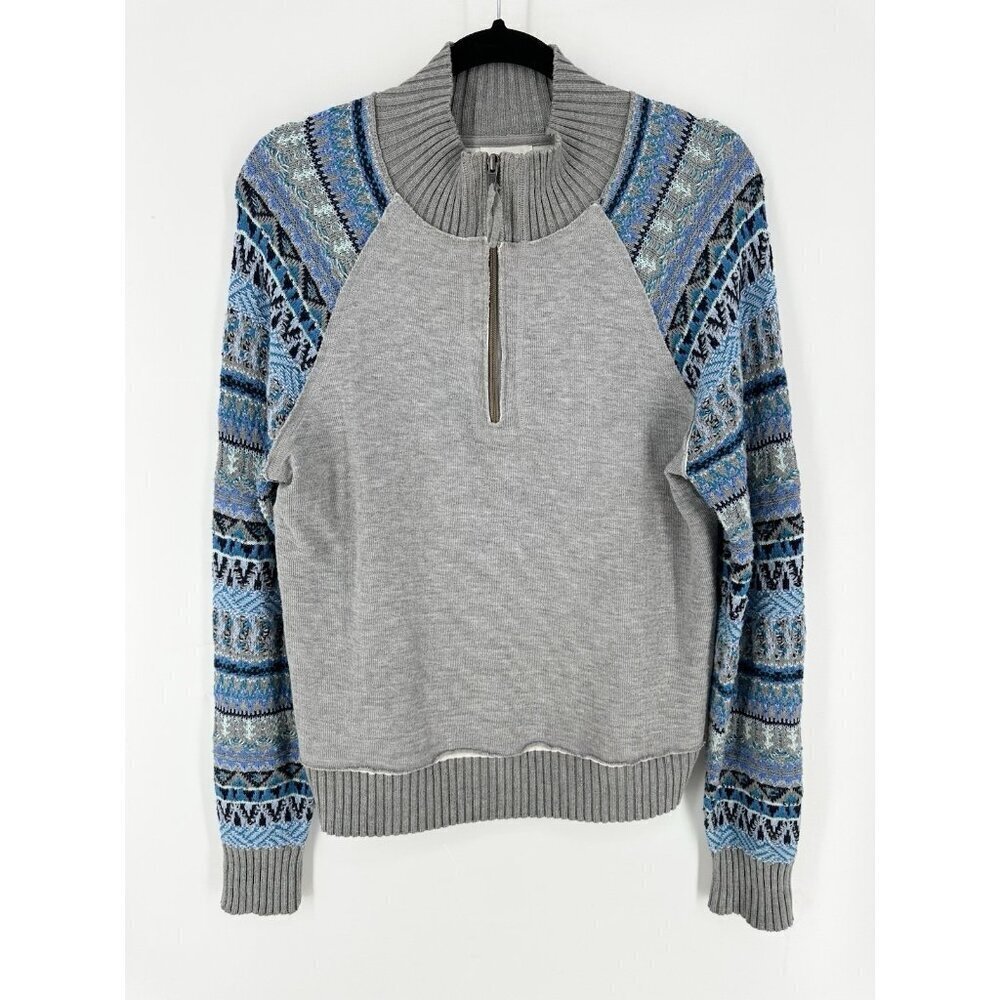 Sundance Blue Fair Isle Nordic Long Sleeve 100% Cotton Sweater Women’s M EUC